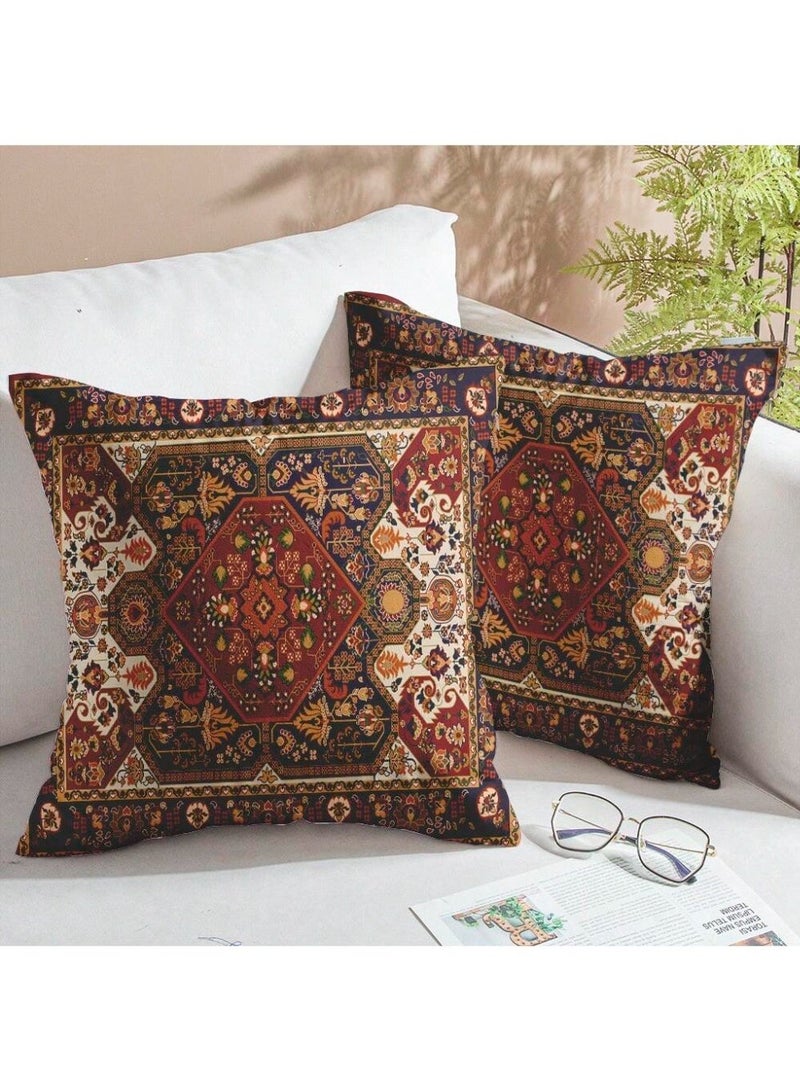Cushion cover set of 2 pieces, bohemian design, bright and solid colors, size 45 cm x 45 cm, without filling - Image 2